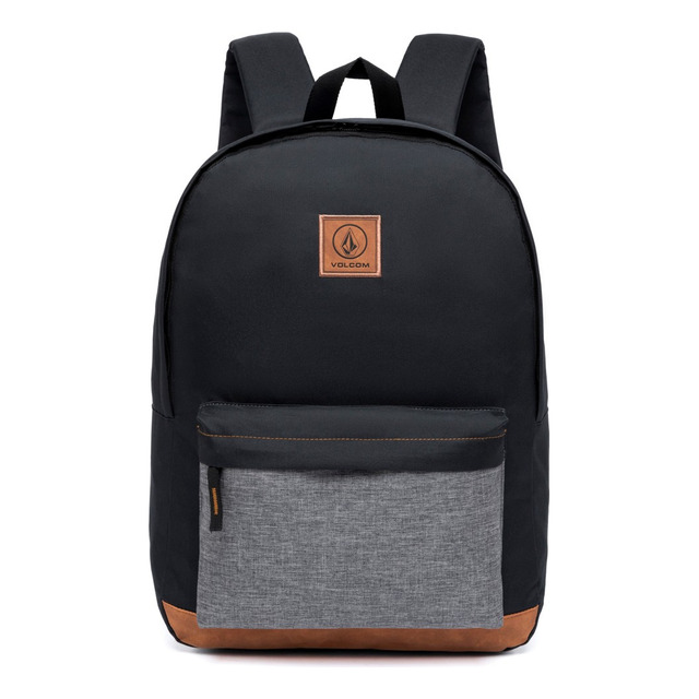 Mochila Volcom Escolar Bolsa Passeio Pratica Resistente Cor Preto/cinza Desenho Do Tecido ...