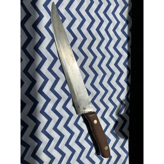 Cuchillo Antiguo Hecho Con Hoja De Machete De Acero Al Carbo