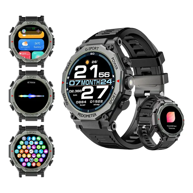 Smartwatch Reloj Inteligente Pantalla De Alta Definición Bluetooth Datos De Movimiento Monitor De Frecuencia Cardíaca Linterna Led