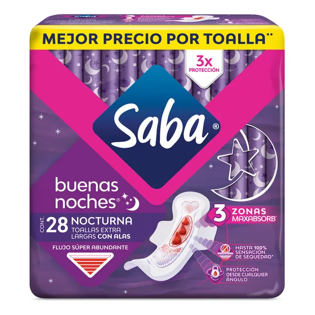 Toallas Femeninas Saba Buenas Noches con Alas 28 piezas