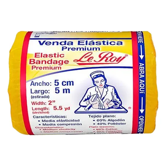 Venda Elástica Le Roy Algodón Compresión Regular 5cmx5m 1pz