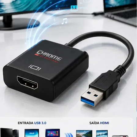 Cabo Adaptador Conversor Usb Para Hdmi Usb 3.0 Multitela Hdmi 1080p Pc Notebook Mac Tv Televisão Entrada Usb E Saída Hdmi Plug And Play - Marca Chrome Technology
