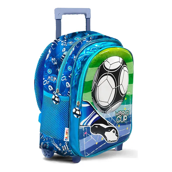 Mochila Escolar Carro Grande Futbol Original Bolso Mochilas Escolares Con Ruedas Jardin Pulgadas Bolsillos Porta Botella Pvc Colgar Pelota Con Relieve Primaria