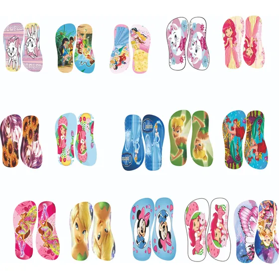 15 Estampas Prontas Sublimação Chinelo Feminina Desenho