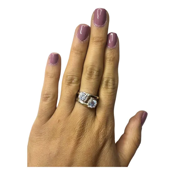 Anillo De Plata 925 Con Piedras Mujer
