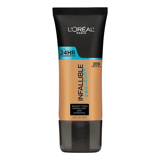 Base de maquillaje líquida L'Oréal Paris Infallibe Pro - Glow Infallible pro glow Base De Maquillaje L'oréal Paris Infallible 24h Pro-glow 30ml Tono 205 tono 209 caramel beige - 30mL