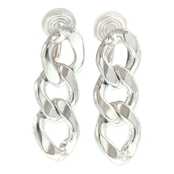Aros Cadena Eslabones Plateados Earcuff Sin Perforacion