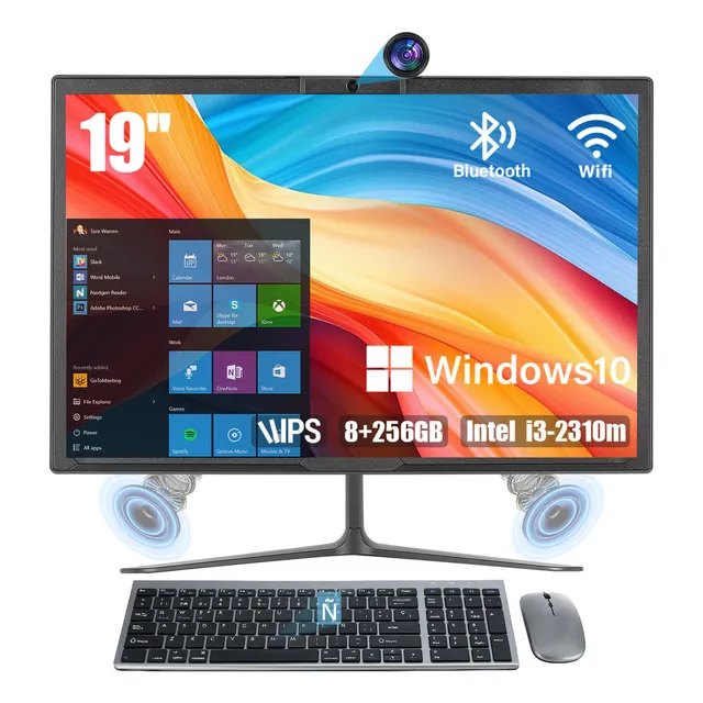 19'' All In One Pc 8gb Ram+256gb Ssd Intel Core i3-2310m/ Cámara/ Windows 10/ Bluetooth/Wifi2.4G/5G, Pc All In One Kezibo Color Negro
