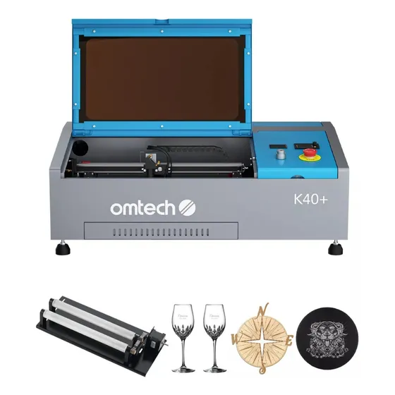 Máquina Omtech Co2 Cnc 40w Láser Graba, Corta + Eje Rotativo