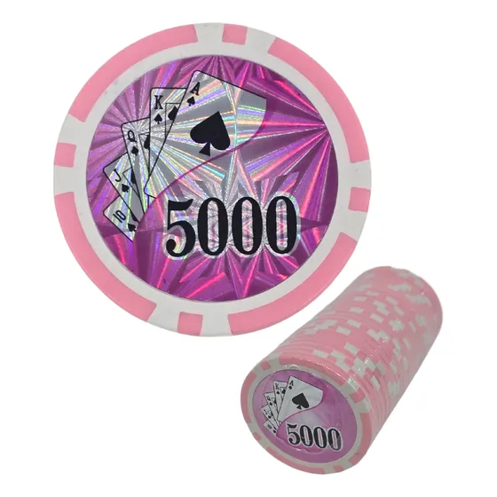 Fichas Póker Valor 5000 Holograma Laser Tubos X 25 11,5gm