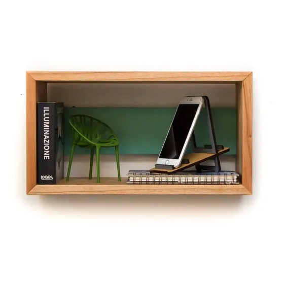 Mesa De Luz Flotante Biblioteca Lisa Diseño Escandinavo Color Paraiso Y Aqua