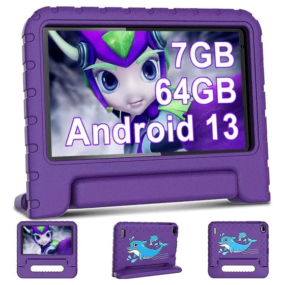  Tablet Para Niños 7'' 7gb+64gb Android 13 Wifi Con Eva Fund