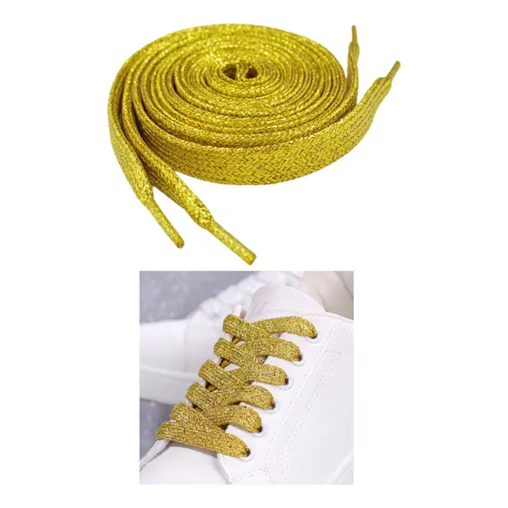 Cadarço Dourado Gold Luxo Brilhante Glitter Fashion Feminino