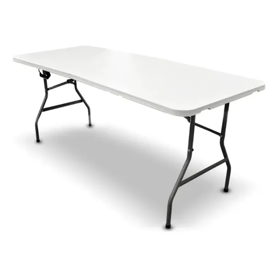 Mesa Plegable Blanca Transportable Lavable 180 Cm Color Blanco
