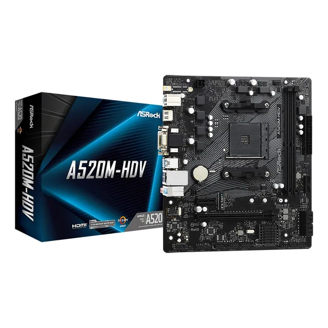 Placa Madre Asrock A520m-hdv Color Negro