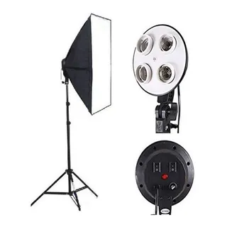 Kit Softbox 50x70 + Soquete Quådruplo + Tripé E27 Kit Softbox 50x70 + Soquete Quådruplo + Tripé E27