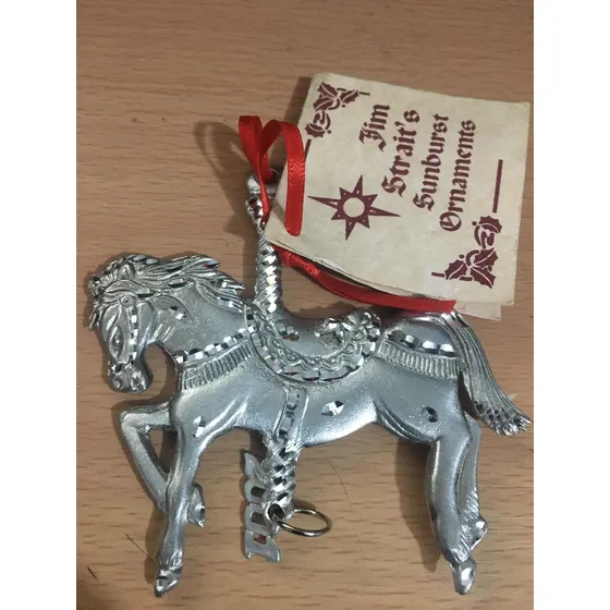 Caballo Carrusel Silver Ornamento