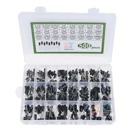 Kit 500 Capacitores Electroliticos 0.1uf A 1000uf Caja Hobb