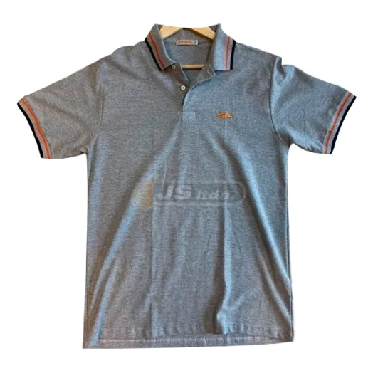 Remera T-shirt Stihl Polo Cuello Botones Combinada Gris