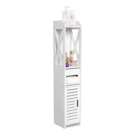 Mueble Organizador 80x15 Cm Estantes Espacios Reducidos Baño Color Blanco
