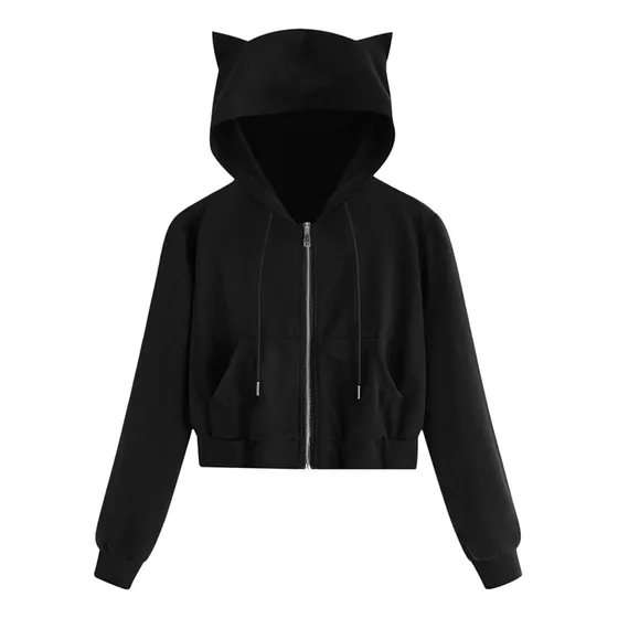 Sudaderas Hoodie Con Capucha Con Orejas De Gato