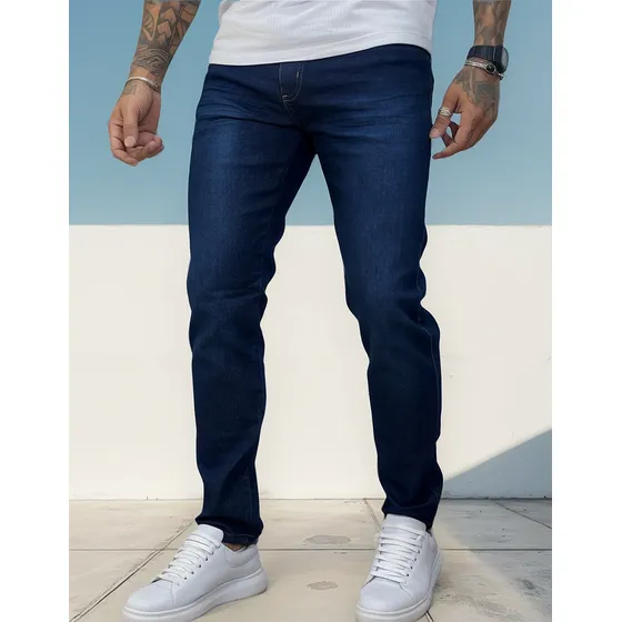 Calça Para Trabalho Jeans Masculina Basica Com Elastano Lisa