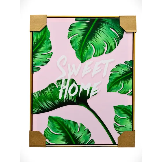 Cuadro Decorativo 40x50 Sweet Home Marco Dorado