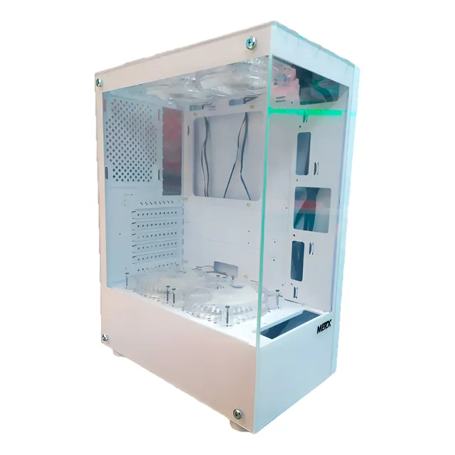 GABINETE GAMER MERX WHITE WOLF WF-100 4 FAN ARGB