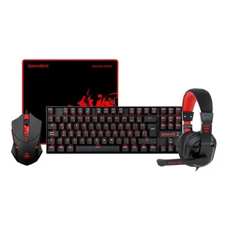 Combo Gamer Teclado Mecanico Mouse Auricular Pad Usb Luz Color Del Mouse Negro Color Del Teclado Negro