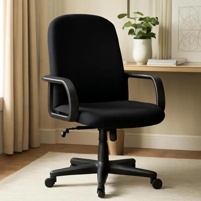 Silla Secretarial Cómoda Para Oficina Con Descansabrazos Color Negro