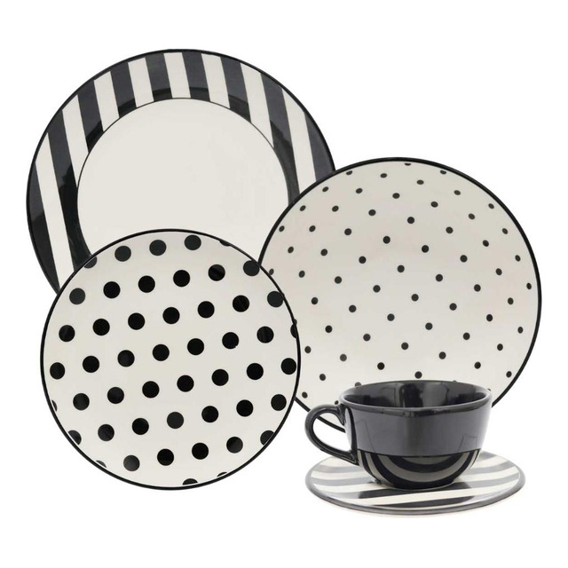Aparelho De Jantar E Chá 20 Peças Unni Stripes And Dots Cor Multicor Aparelho De Jantar E Chá 20 Peças Unni Stripes And Dots Cor Multicor