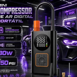 Blackone Compressor de Ar Portátil Blackone 150PSI 4000mAh Digital para Carro Bic