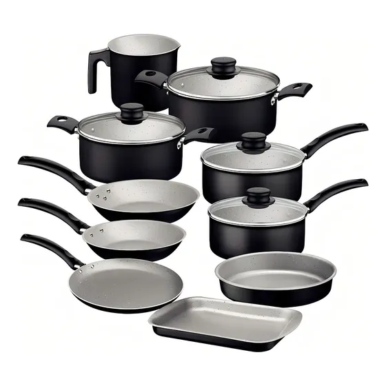 Juego De Bateria Tramontina Turim 10 Piezas Antiadherente Bk Color Negro