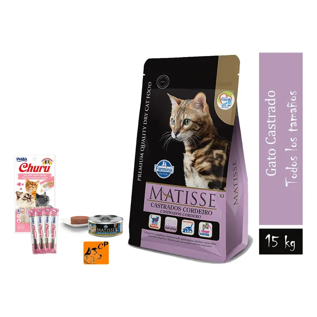 Alimento Matisse Gato Castrado Sabor Cordero 15 Kg + Regalos