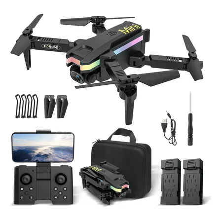 Drone Profissional Cãmera Dupla 4k Com 2 Baterias E Luz Led Preto