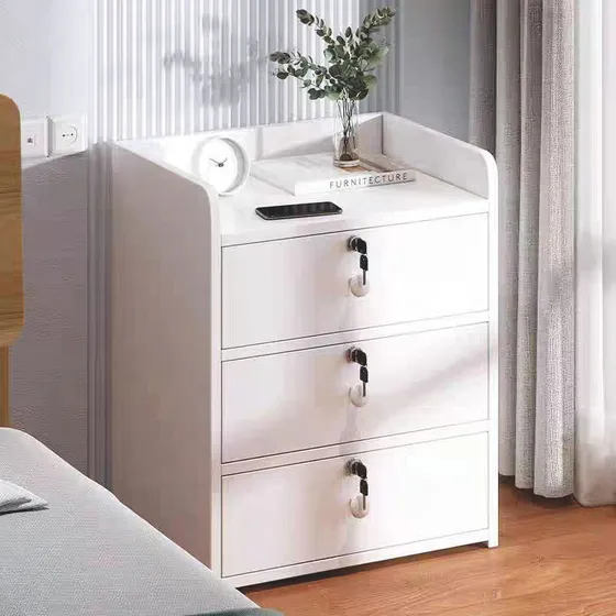 Buro Para Recamara Blanco Mesita Minimalista Con Cerradura