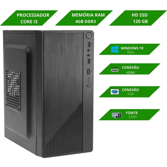 Cpu Desktop Intel Core I3 2,93 Ghz, 4gb Ram, Hd Ssd 120gb 