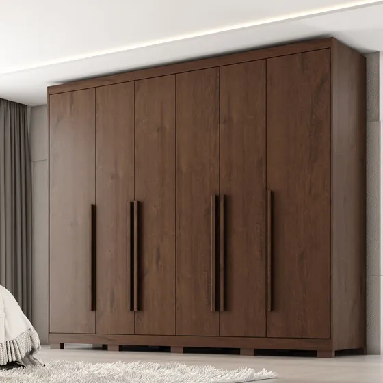 Guarda Roupa Casal Com Pés 6 Portas Em Mdf Platinium Zanzini