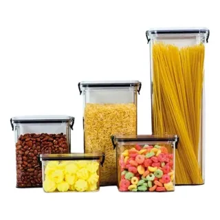 Kit 5 Potes HermĂ©ticos EmpilhĂĄvel AcrĂlico Vedação Kit 5 Potes HermĂ©ticos EmpilhĂĄvel AcrĂlico Vedação