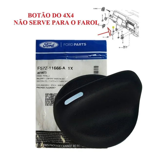 Botao Tracao 4x4 Ford Ranger 1998 A 2012 F250 2006 A 2012