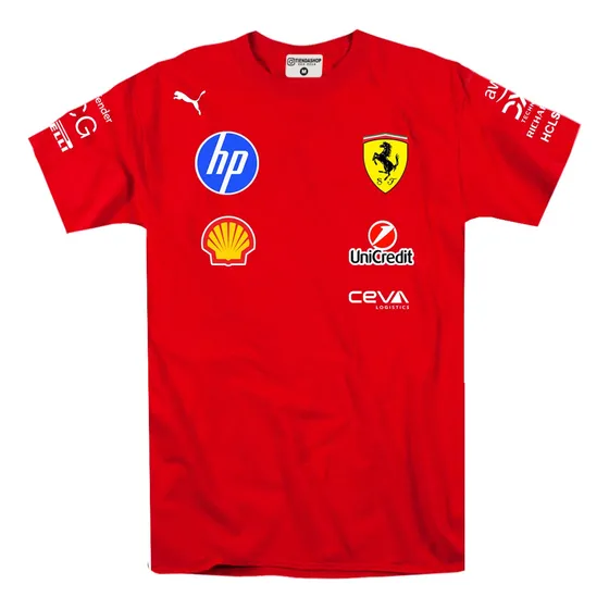 Franela Ferrari F1 2025 Manga Corta Algodon Dama Y Caballero