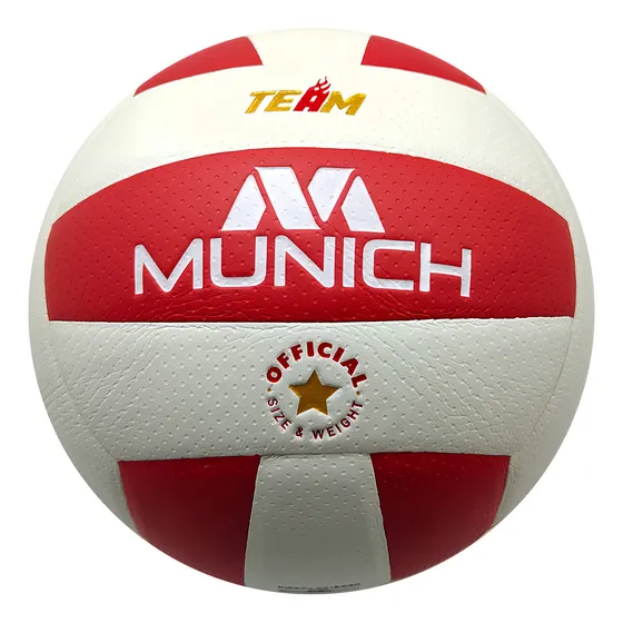 Pelota De Voley Munich Team Con Costura Laminated! Color Blanco-rojo