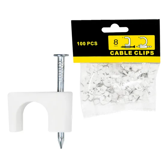 Grampa Para Cable Fijacion 8mm De Plástico Por 100 Unidades