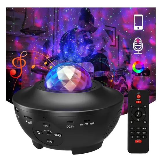 Veladores Proyectores Reproductores Bluetooth Musica Luz Galaxia Estrellas Led Usb Lampara Noche Sueños Cambia De Colores Girador Cielo Techo Regalo Para Dormir Mejor Tiktok