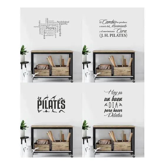 Vinilo Decorativo Frase Pilates Gimnasio Fitnes Gym Textos