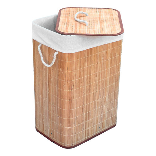 Jolitex Cesto Banheiros De Bambu Forrado Claro Retangular Para Roupas Cor Palha Liso Jolitex Cesto Banheiros De Bambu Forrado Claro Retangular Para Roupas Cor Palha Liso