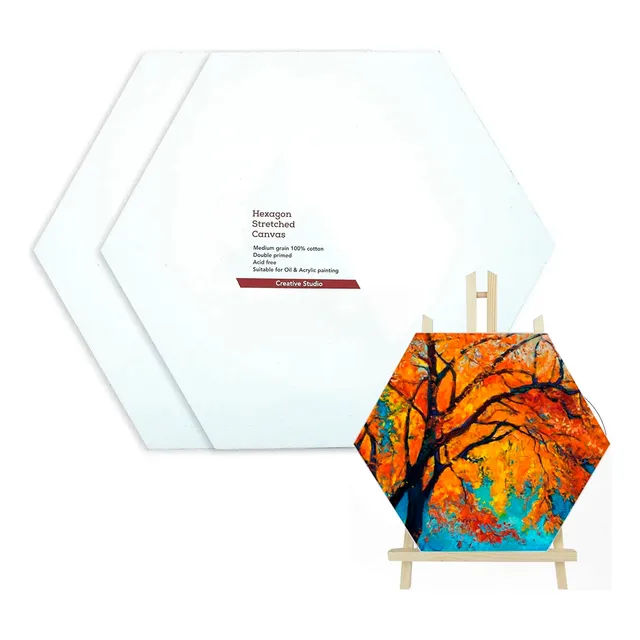 Set 2 Bastidores Para Pintar Lienzo Canvas Hexagonal 40x35cm