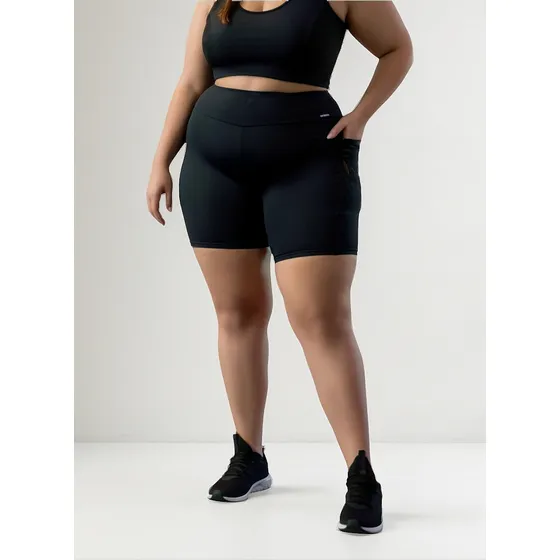 Bermuda Selene Plus Size Com Bolso Lateral De Tule Zebra