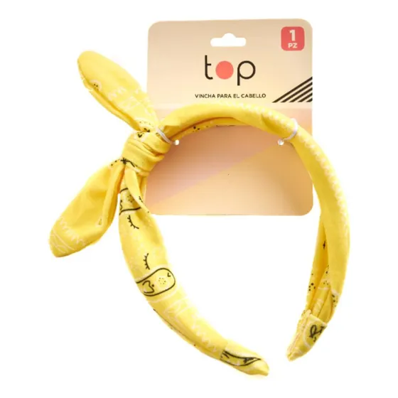 Vincha Top Amarilla Con Moño
