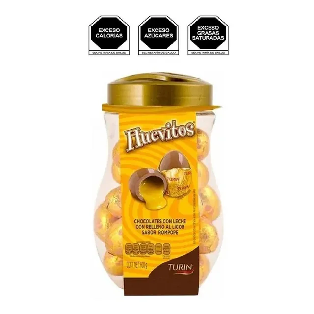 Turin Chocolate Huevitos Con Rompope Vitrolero 30 Pzas 600g